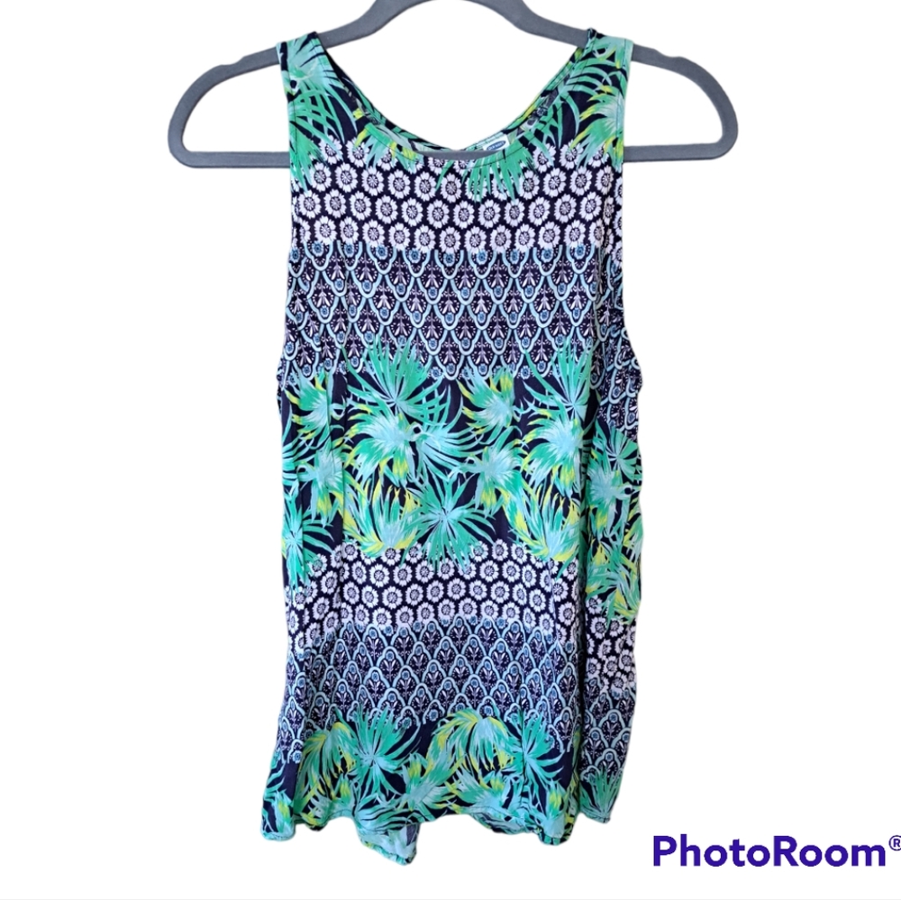 Old Navy Drapy Tropical Floral Sleeveless Tank Top Blouse Sz L
